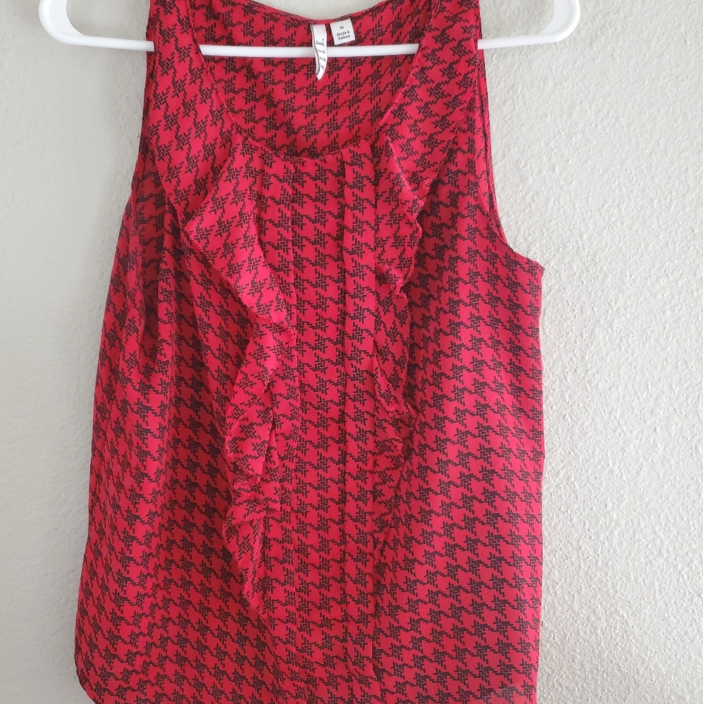 Red and black sleeveless top